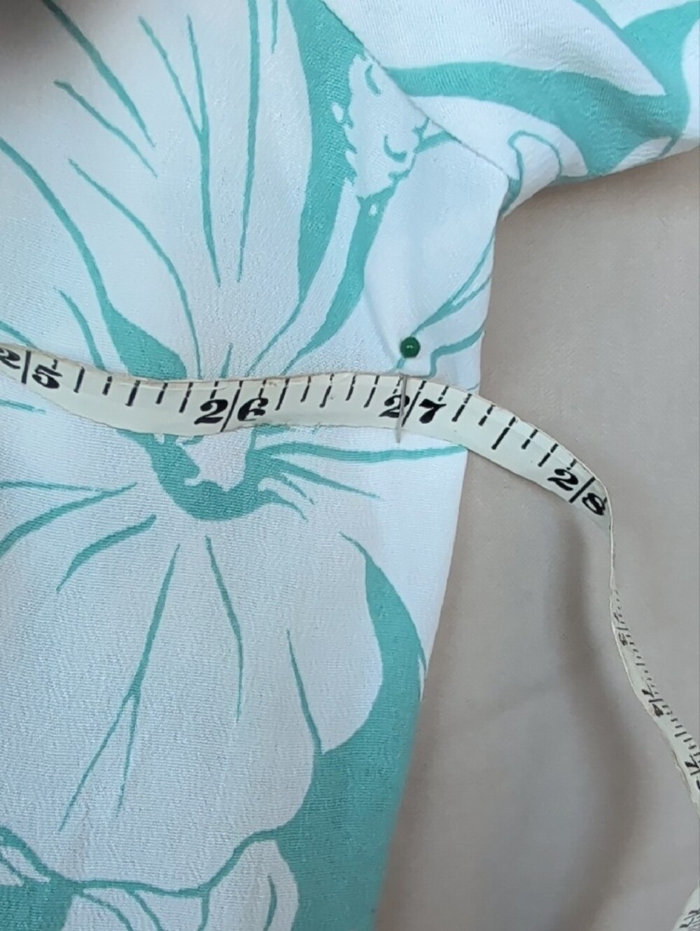 Casual Teal & White Floral Maxi Dress Muumuu Flounce Hem Vacation Resort Wear - Picture 9 of 10